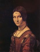LEONARDO da Vinci Portrait de femme,dit a tort La belle ferronniere oil painting on canvas